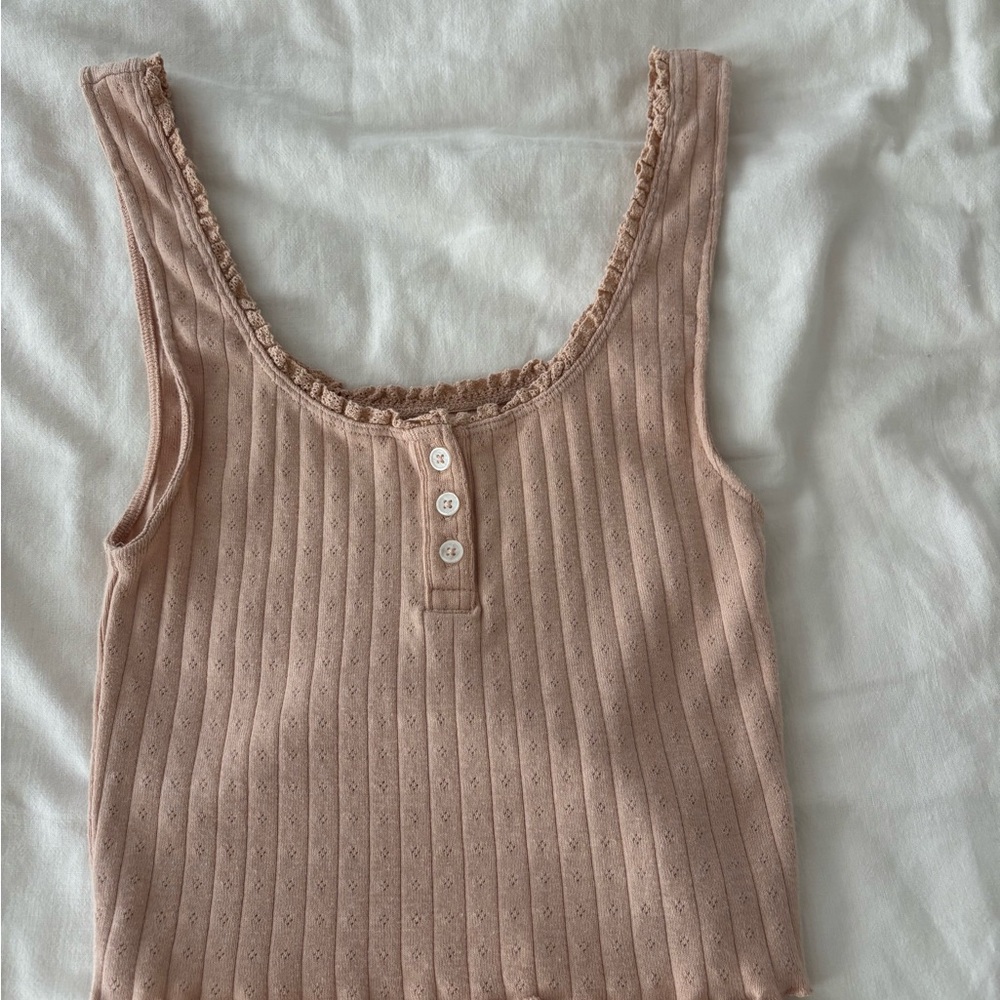 American Eagle eyelet tan tank
